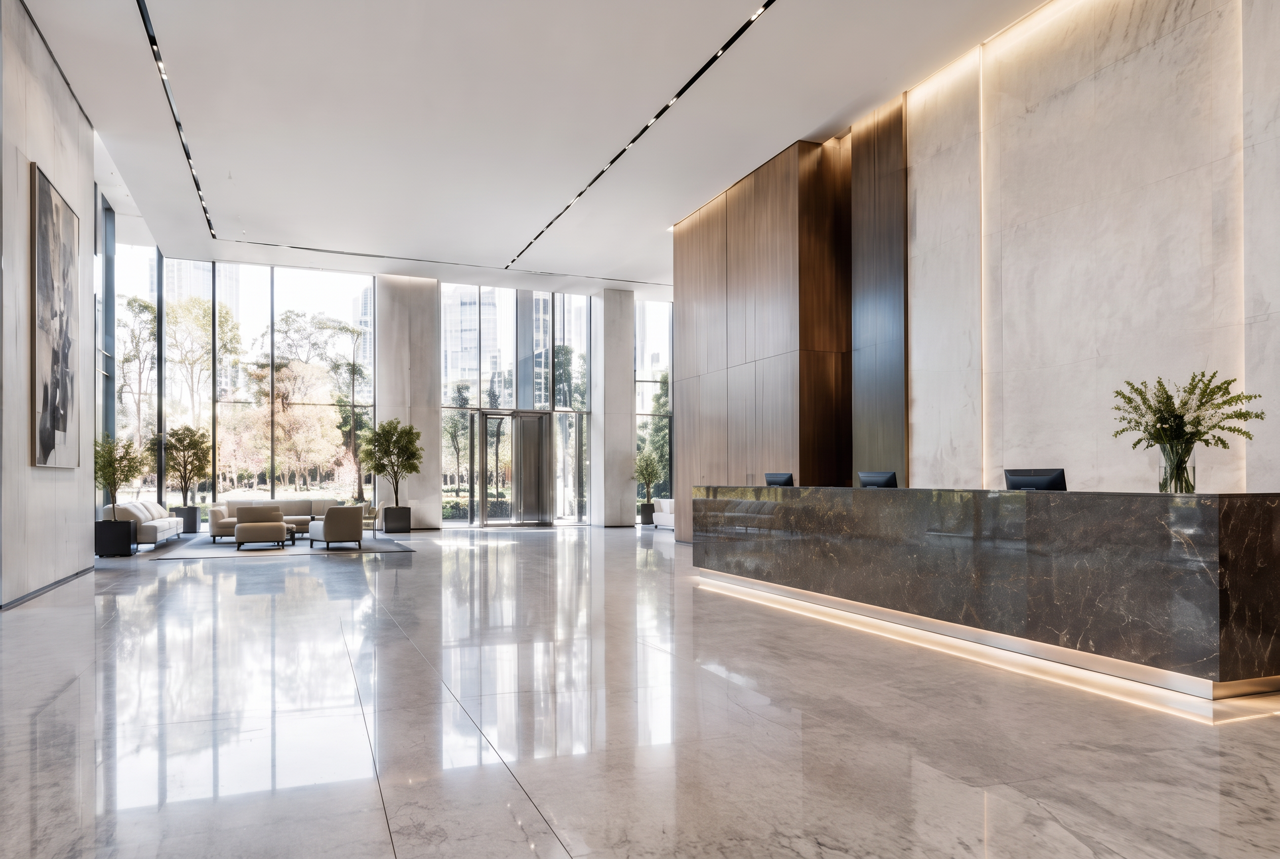 Modern commercial office lobby